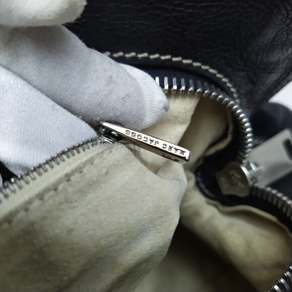 Marc Jacobs Black Leather Pushlock Pocket Double Handles Zipper Satchel Bag - Picture 13 of 16